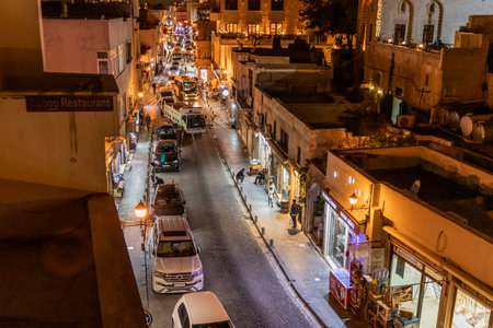 MARDIN, TURKEY - SEPTEMBER 26, 2022: Evening view of main street in the old town in Mardin, Turkeyのeditorial素材