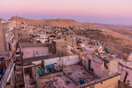 Evening view of the old town in Mardin, Turkeyの写真素材