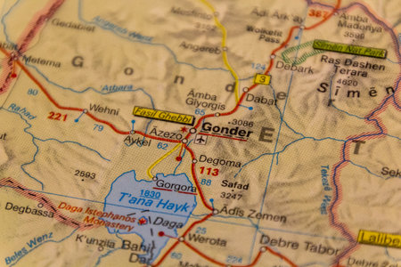 Gonder (Gondar), Ethiopia on a road map