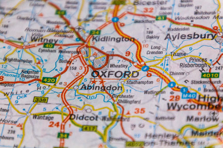 Oxford, UK on a road map.の写真素材