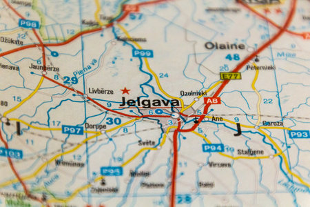 Jelgava, Latvia on a road map.