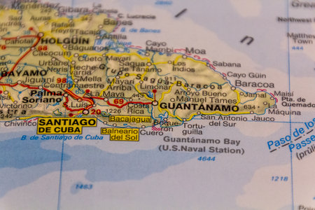 Guantanamo, Cuba on a road mapの写真素材