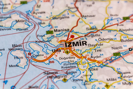 Izmir, Turkey on a road map