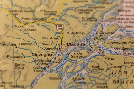 Macapa, Brazil on a road mapの写真素材