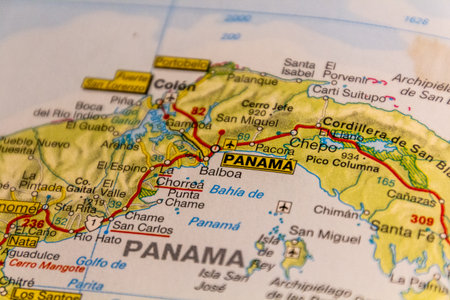 Panama City on a road mapの写真素材