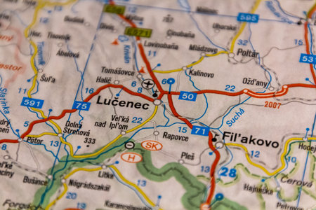Lucenec, Slovakia on a road map