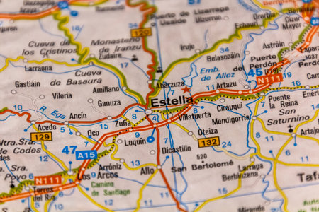 Estella, Navarre, Spain on a road map