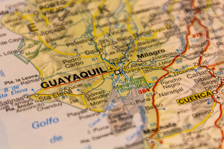 Guayaquil, Ecuador on a road mapの写真素材