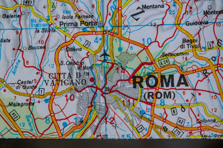 Rome, Italy, on a road mapの写真素材