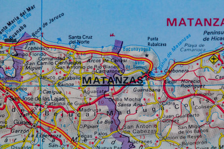 Matanzas, Cuba, on a road mapの写真素材