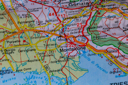 Monfalcone, Italy, on a road mapの写真素材