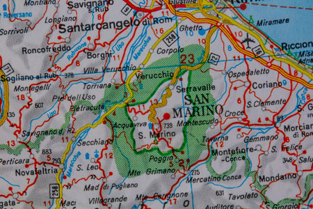 San Marino on a road mapの写真素材