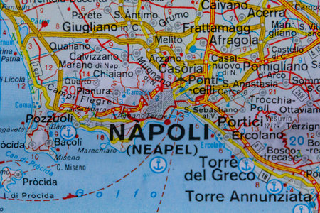 Naples, Italy, on a road mapの写真素材