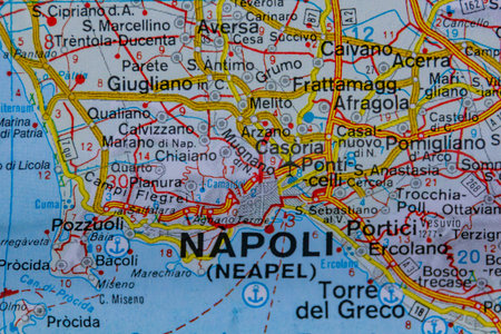 Naples, Italy, on a road mapの写真素材