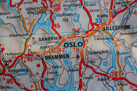 Oslo, Norway, on a road map