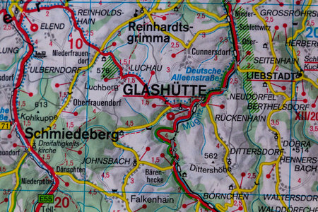 Glashutte, Germany, on a road mapの写真素材