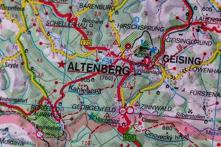 Altenberg, Germany, on a road mapの写真素材