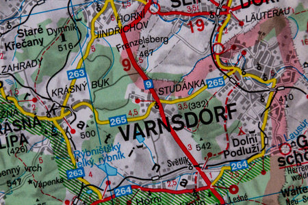 Varnsdorf, Czechia on a road mapの写真素材