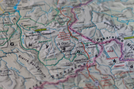 La Gran Sabana, Venezuela, on a road mapの写真素材