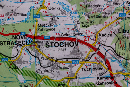Stochov, Czechia, on a road mapの写真素材