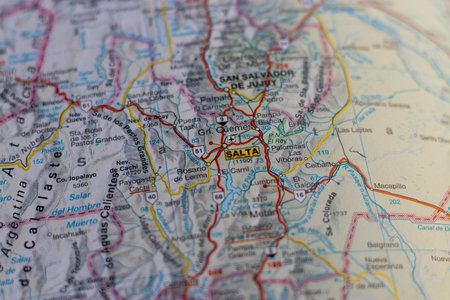 Salta, Argentina, on a road mapの写真素材