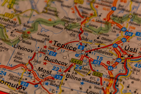 Teplice, Czechia on a road mapの写真素材