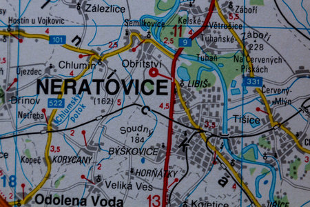 Neratovice, Czechia, on a road mapの写真素材