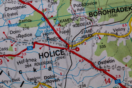 Holice, Czechia, on a road mapの写真素材