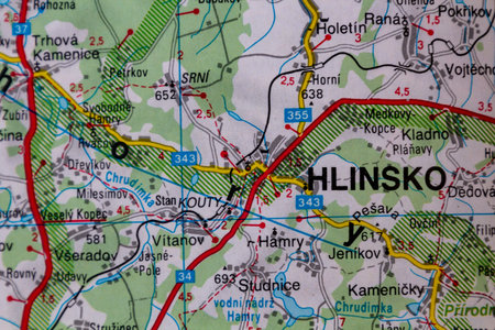 Hlinsko, Czechia, on a road mapの写真素材