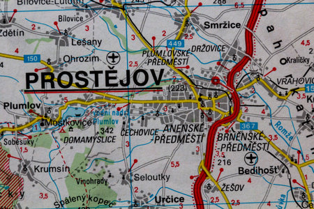 Prostejov, Czechia, on a road map
