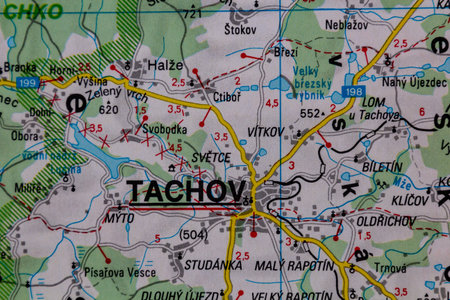 Tachov, Czechia, on a road map