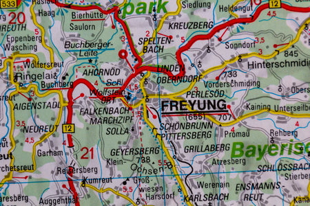 Freyung, Germany, on a road map