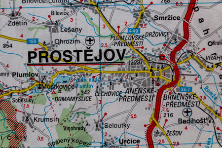 Prostejov, Czechia, on a road map