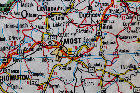 Most, Czechia, on a road map