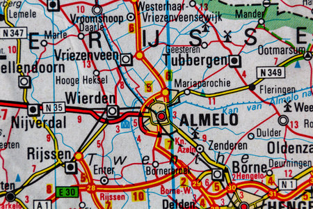 Almelo, Netherlands, on a road map