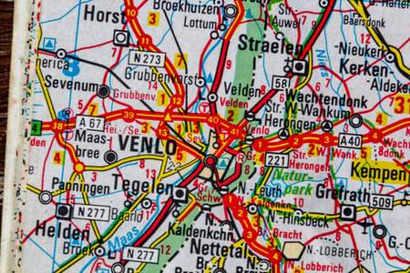 Venlo, Netehrlands, on a road mapの写真素材