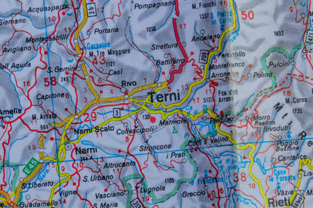 Terni, Italy, on a road mapの写真素材