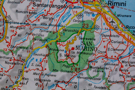 San Marino on a road mapの写真素材