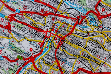 Prague, Czechia, on a road map