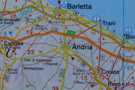 Andria, Italy, on a road mapの写真素材