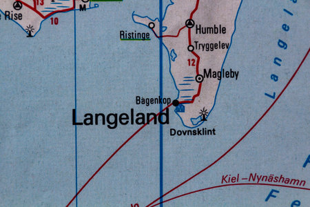 Langeland, Denmark, on a road map