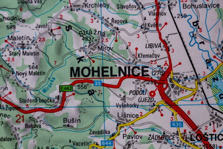 Mohelnice, Czechia, on a road map