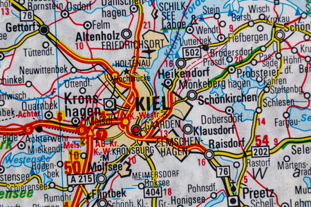 KIel, Germany, on a road mapの写真素材