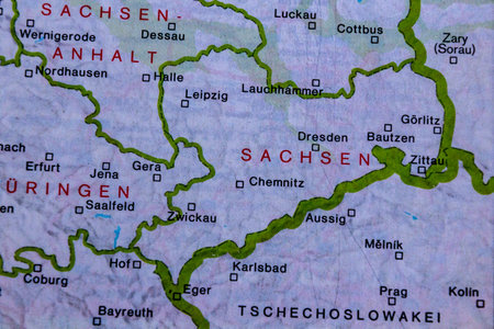 Saxony state, Germany, on a mapの写真素材