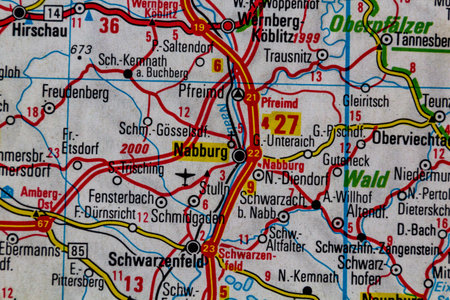 Nabburg, Germany, on a road mapの写真素材