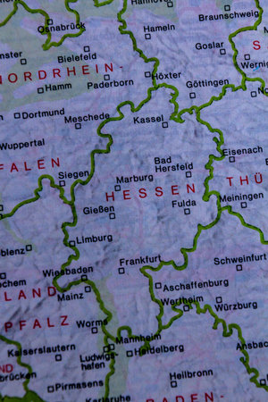 Hesse state, Germany, on a mapの写真素材
