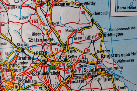 Leeds and York, United Kingdom, on a road map