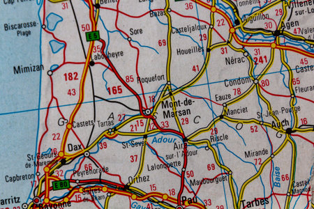 Mont-de-Marsan, France on a road mapの写真素材