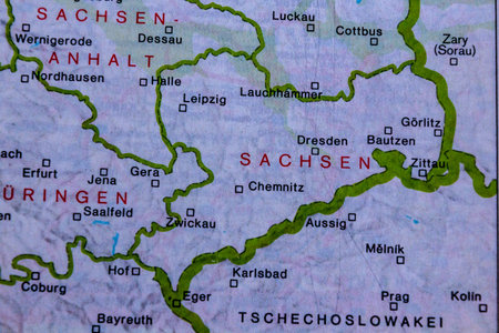 Saxony state, Germany, on a mapの写真素材