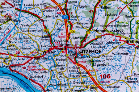 Itzehoe, Germany, on a road mapの写真素材
